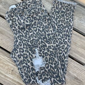 Easel leopard print distressed pants